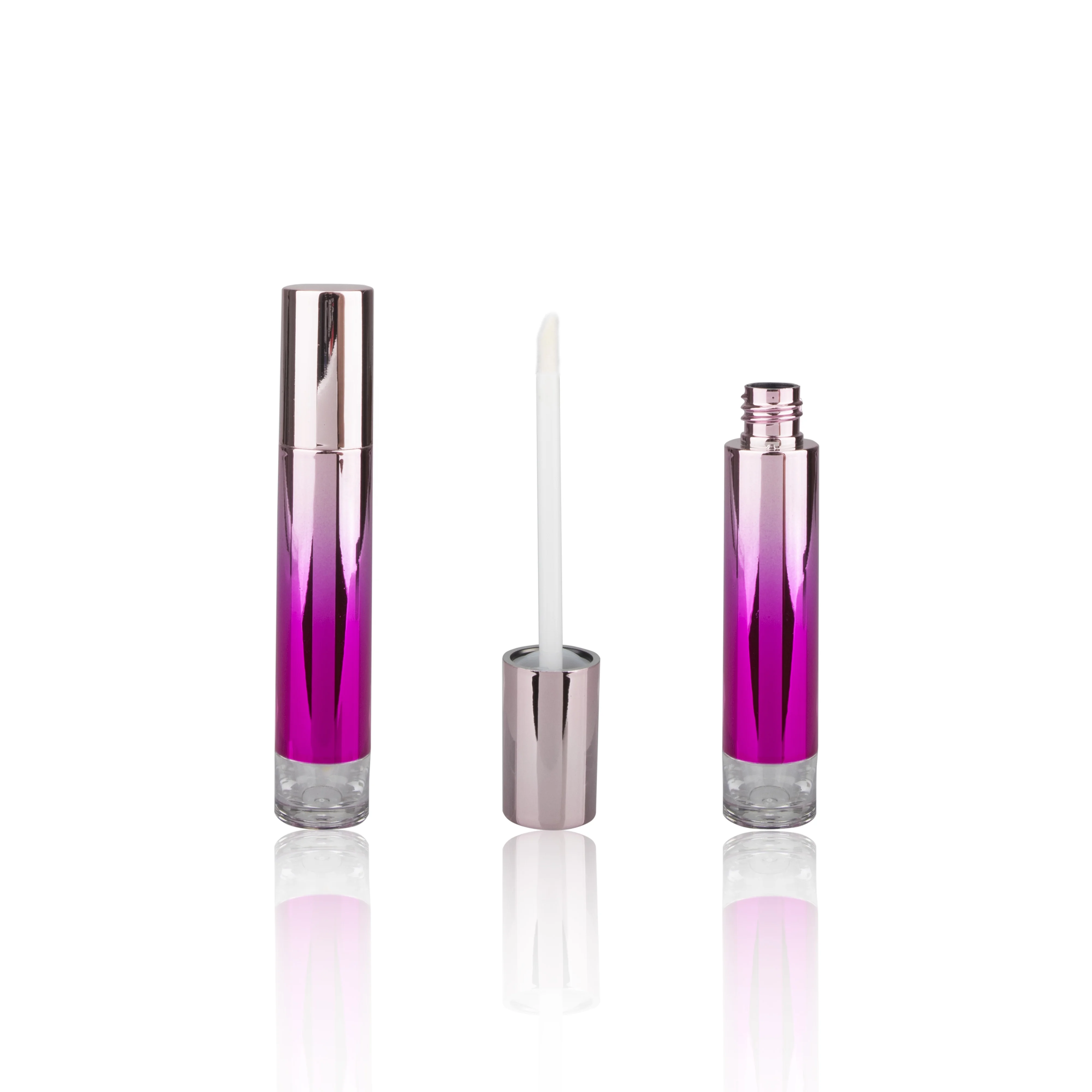 Fancy Gradient Purple Color Cylinder Round Shape Custom Lip Gloss Tubes with Wands Lipgloss Container Gloss Lip Glaze Bottle