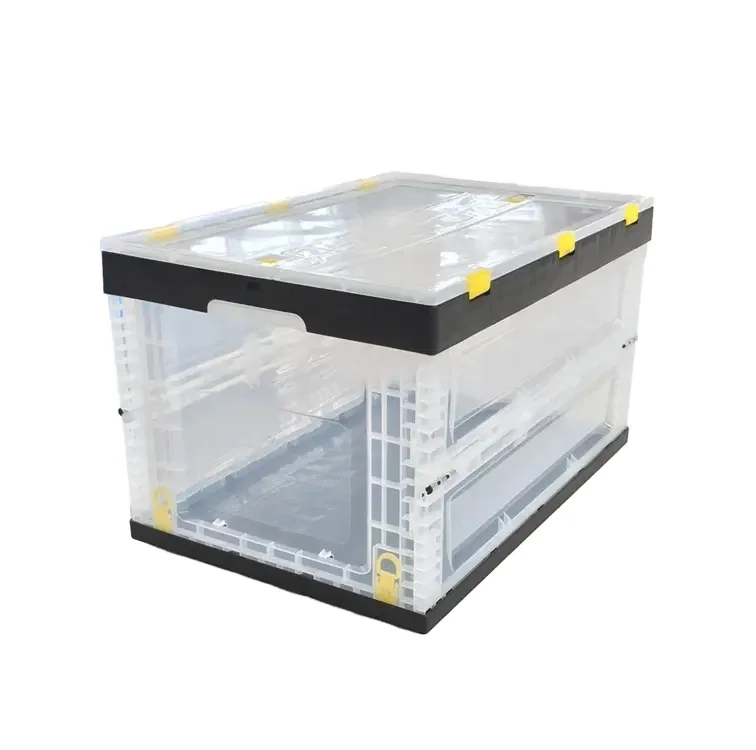 Stackable transparent folding plastic storage turnover box crates storage container
