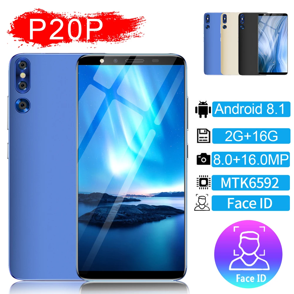 Самый продаваемый P20Plus телефон поддерживает две сим-карты двойной MTK6572 камеры «рыбий глаз» 8 + 16 Мп Android 5 7 дюймов капли воды экран смартфона