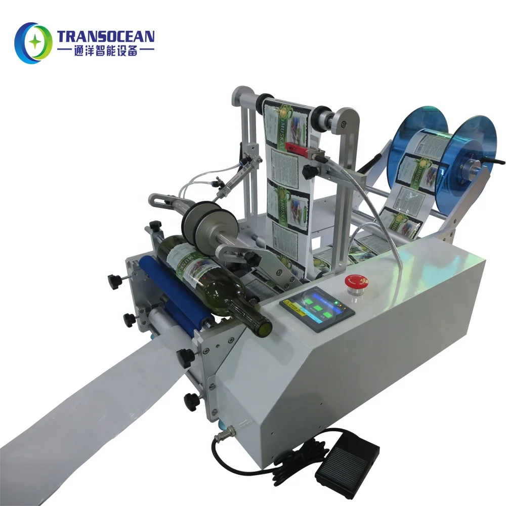 
semi auto tin can labeler tuna cans glass jar labeling machine for all round product paste label 