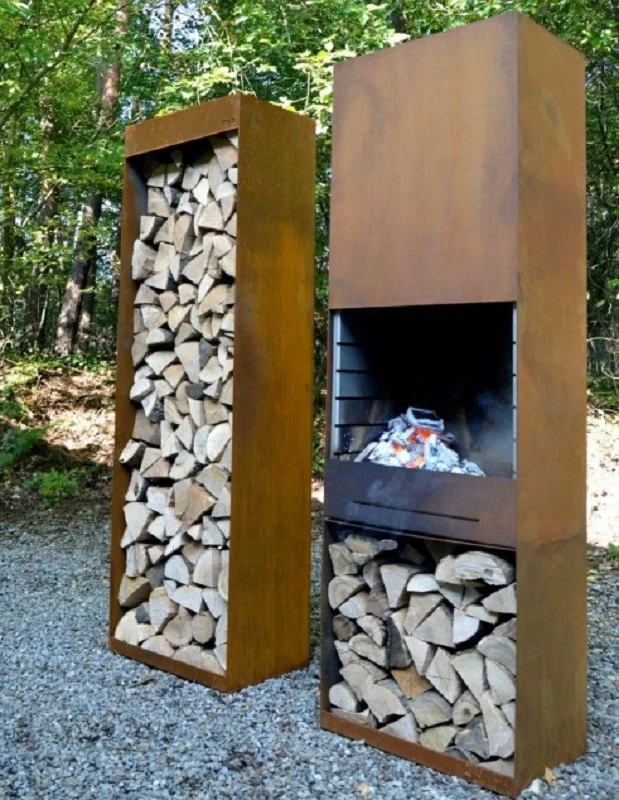 Wood Burning Corten Steel Outdoor Fireplace/Fire Pit