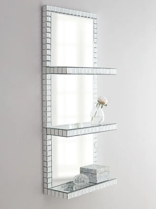High Quality Selling Mirror Shelf 3 Tier Hanging Wall Shelf Mirror Living Room Display Shelf