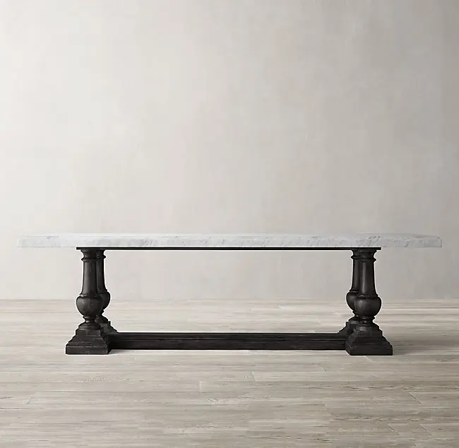 solid oak wood marble glass top Antique French style  dining tables