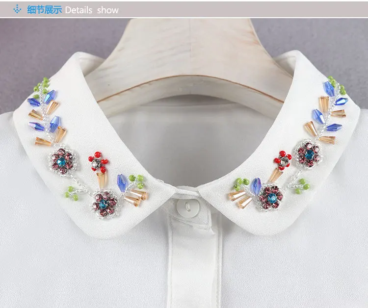  JLZ006B New style handmade decoration garment accessories white detachable chiffon customized fake shirt collar