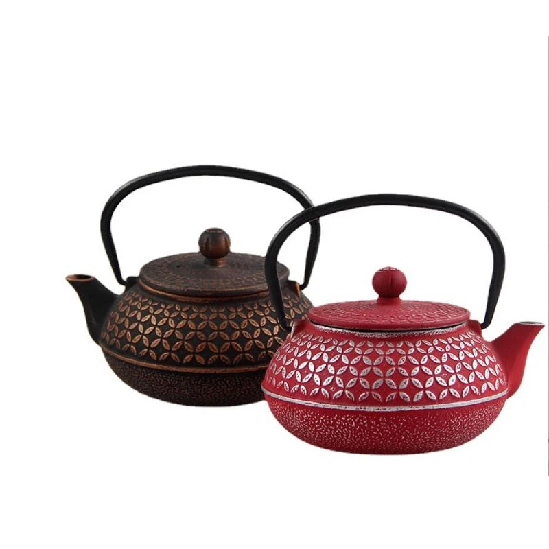 Antique 400ml 4 sets of black cast iron teapots 1.2l