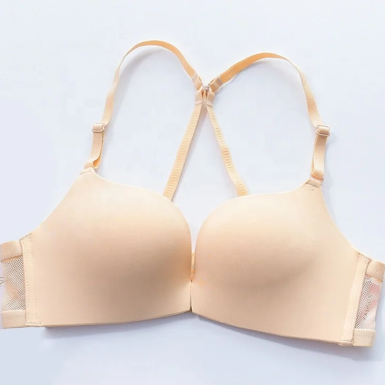 1955 Girls Ultra Thin Front Open Brassiere Front Closure Seamless Wire Free Push Up Bras