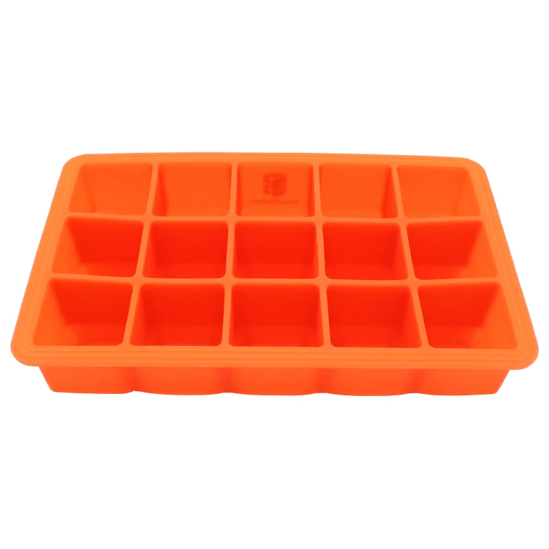 Novelty Eco-friendly 15 Cavity Flexible Silicone Ice Cubes Block Tray Mold For Whiskey Cold Drinking