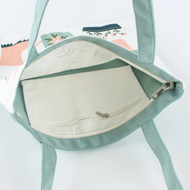 Eco- friendly reusable Color printing canvas cotton shopping tote bag for women canvas