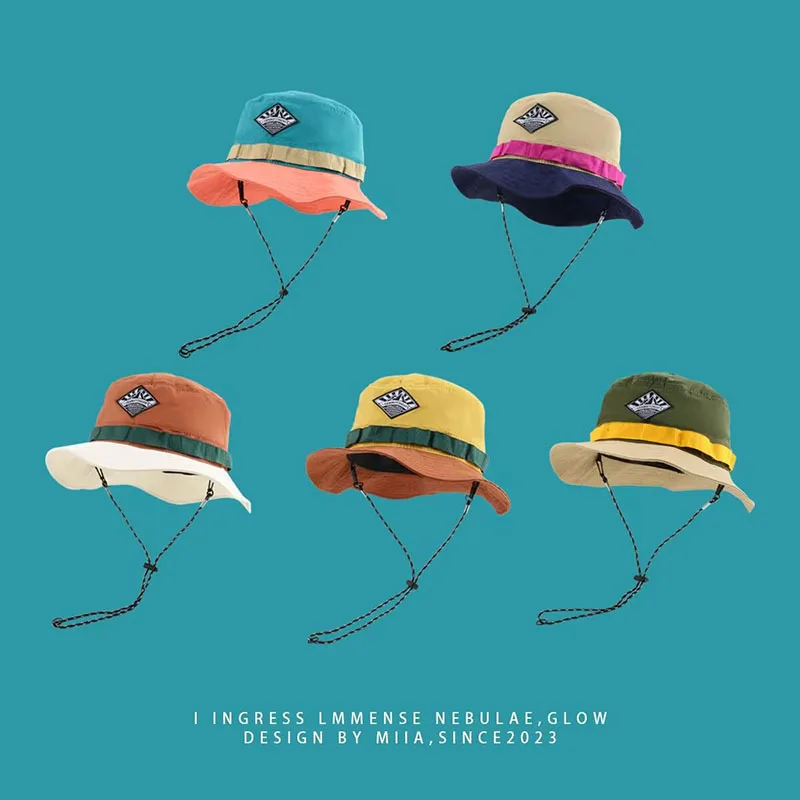 BuPao Yiwu agent Outdoor sports color matching bag fisherman hat quickly dry summer sun protection mountaineering bucket hats