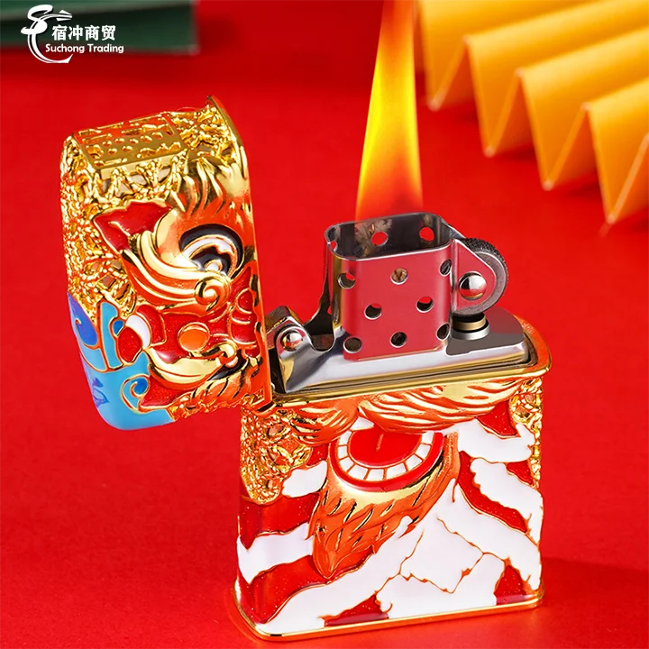 Luxury High-end Chinese Style Classic Dragon Head Open Flame Cigar Oil Lighter