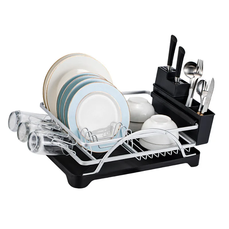 Dish Storage Rack Organizer Pull Out Black 3 Tire Dish Rack Over Sink Single 1 Piece Dish Drying Rack For Kitchen Drain