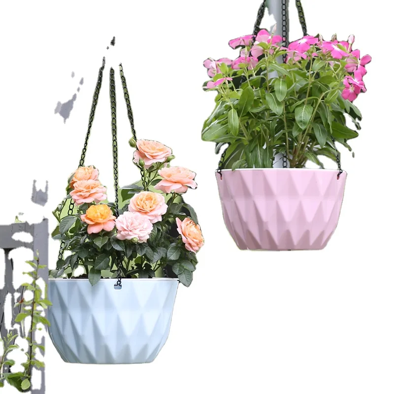 Chlorophytum Flowerpot  Petunia Balcony Hanging Basin Self-absorption Lazy Man Nordic Style Plastic Hanging Basket Basin