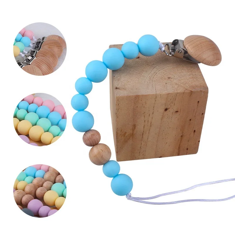 
Silicone Teething Beads Holder Soother Clips Teething Toy Chewable Baby Pacifier Clip Holder 