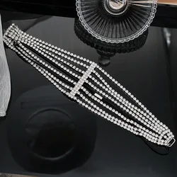 Wholesale Fashion Ladies Hair Accessories 2022 Trending Multi Layer Alloy Inlaid Rhinestones Elastic Hair Bands For Women