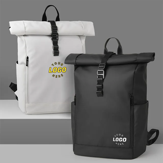 custom travel tuck modern backpack Expandable Roll Top College laptop bag rollup urban hiking Backpack for men rolltop backpack