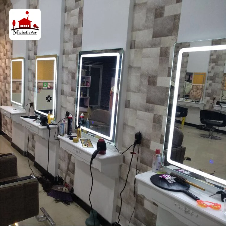 
in stock fast delivery high end backlit vanity led anti fog shower mirror backlit bathroom barber shop mirrors with led lights 
