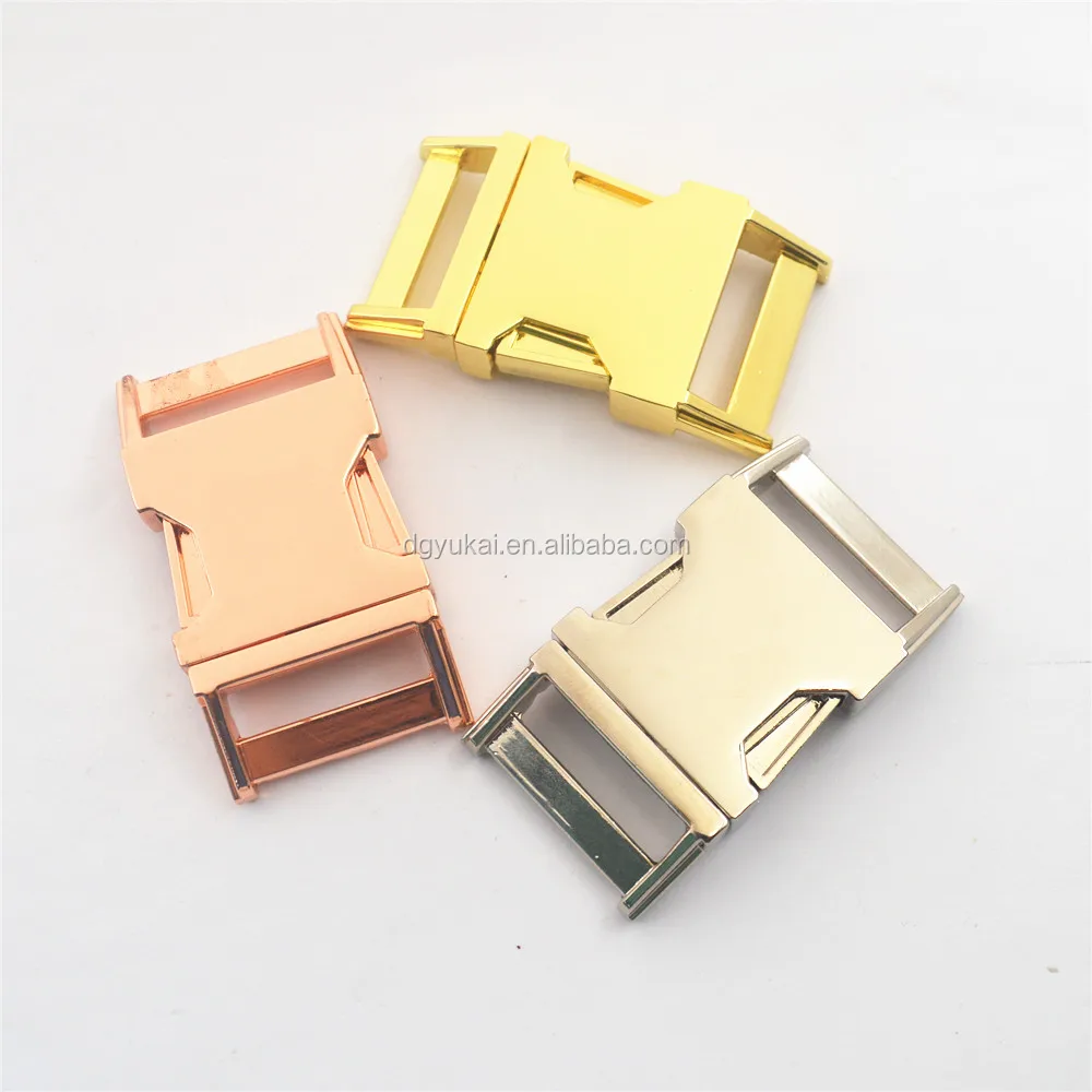 Safety curved metal quick release clip,gold metal collar buckle 1 inch,25mm buckle for dog leashes