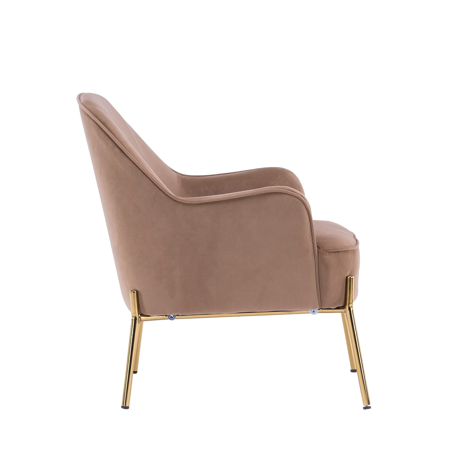 Padded Seat Curved Back And Neat Arm Velvet Upholstered Accent Chair