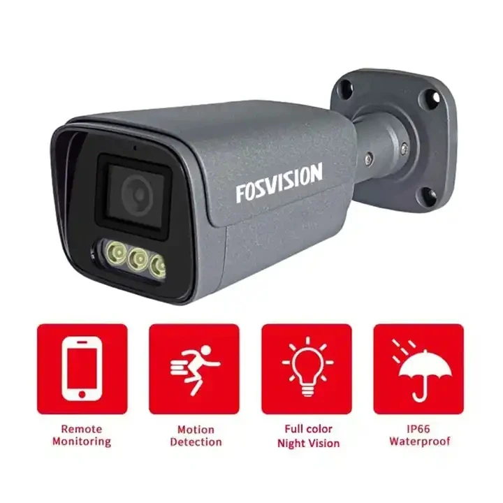 Fosvision Wholesale Outdoor ip camera 8mp 4k Security System Poe Full Color  cctv Camera Human Detection Full Color Bullet POE