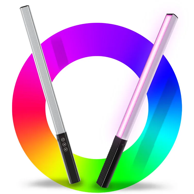 
55cm 2ft 1000lm RGB Handheld LED Video Light Wand LUXCEO Q508A Aluminum shell 8 Colors Photographic Lighting for Vlog shooting 