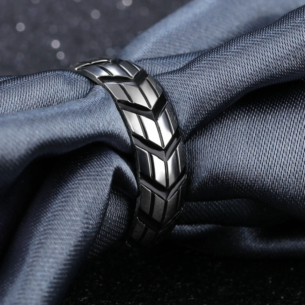 High Quality Trendy Popular Mens Vintage Tire Tread Stylish Ring