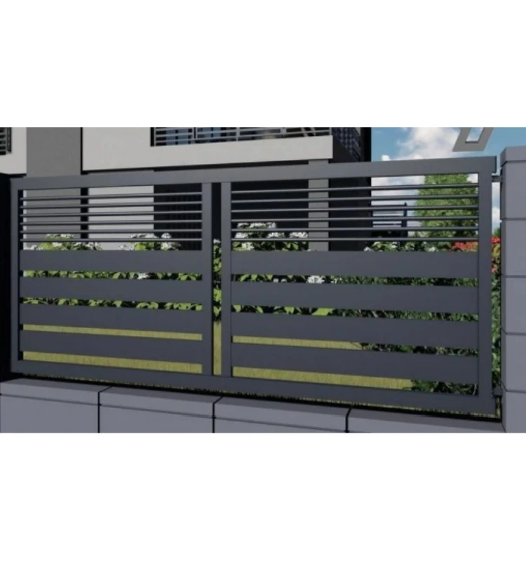 CBMmart New Design Black Aluminum Garden Automatic Driveway Double Swing Gate & Fence