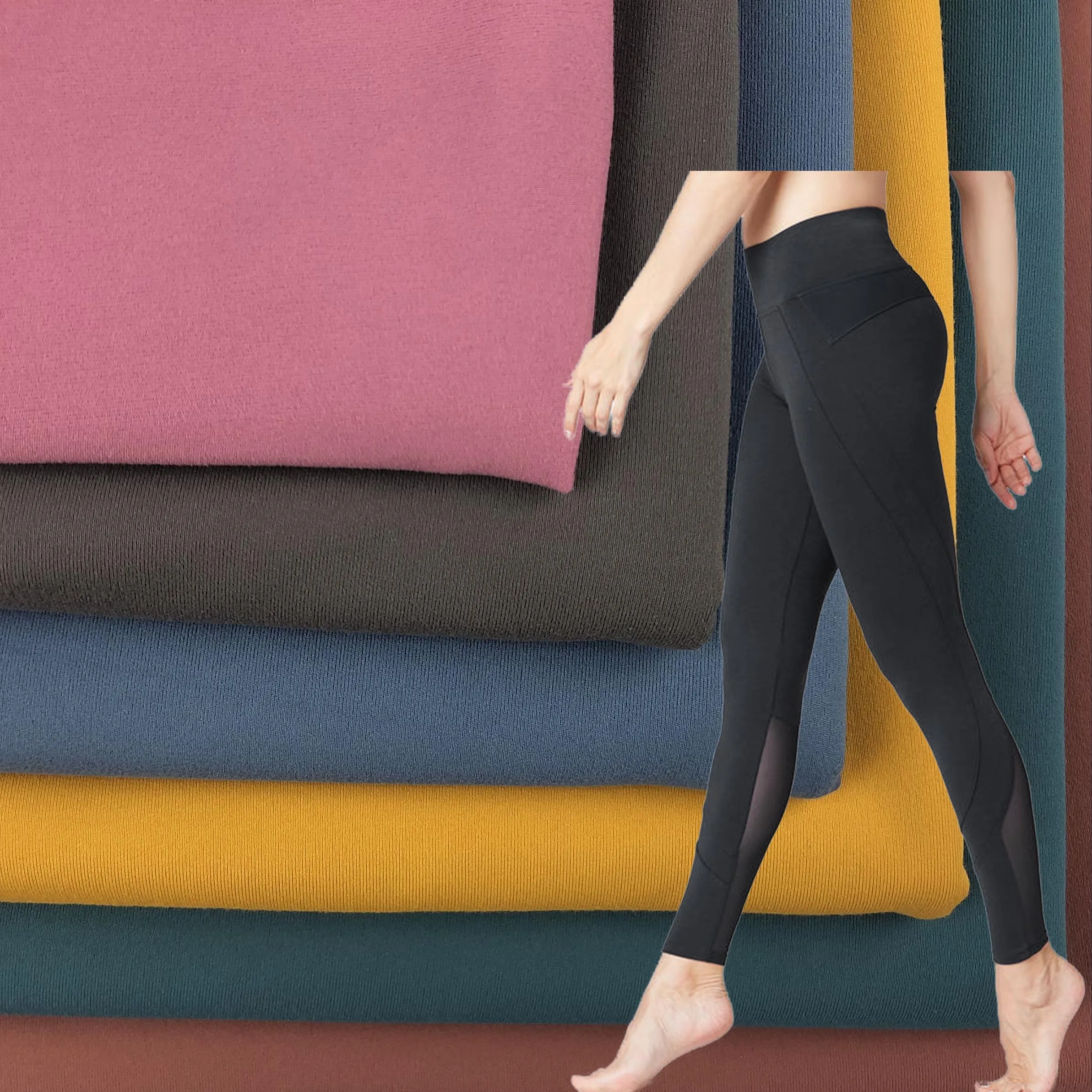 
В наличии, Двухсторонняя матовая ткань из полиэстера 77, спандекса 23, спортивные штаны для йоги 