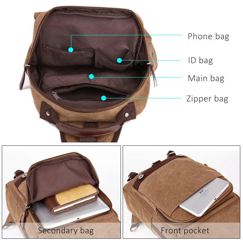 New small canvas backpack men travel back pack multifunctional Shoulder bag for women laptop rucksack school bags daypack
