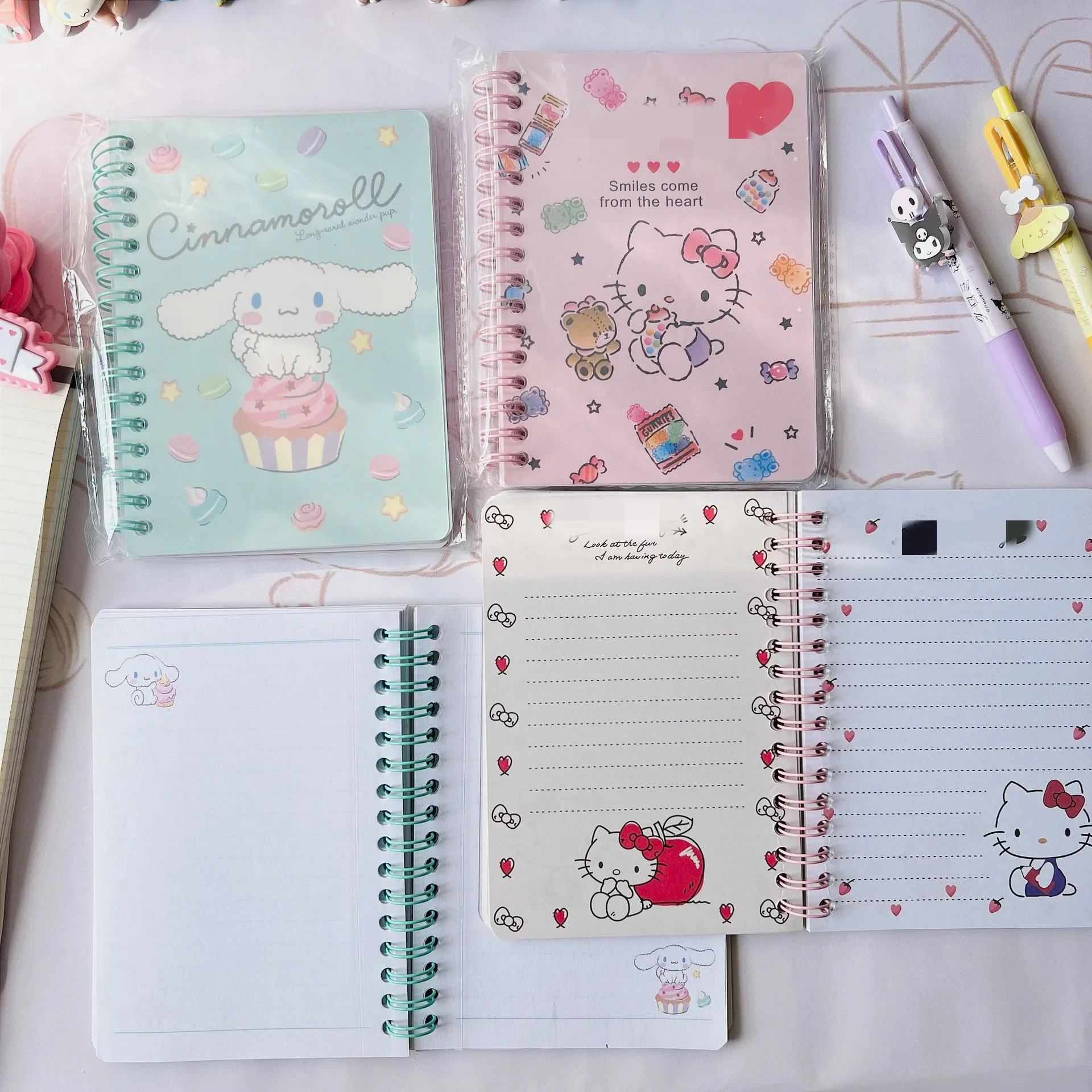 Botu new kawaii anime A6 Coil notebook melody cinnamororll kulomi carton notepad fot student gifts Writing Paper dairy Notepads
