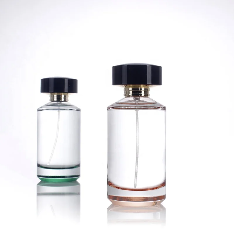 Empty high-quality cylinder colored OEM glass 100ml perfume bottle with gift box pump spray