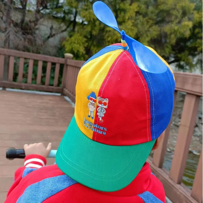 Custom Children Kids Helicopter Propeller Sports Caps Embroidery Helicopter Propeller Baseball Cap Hat Baby Rainbow Sports Hats