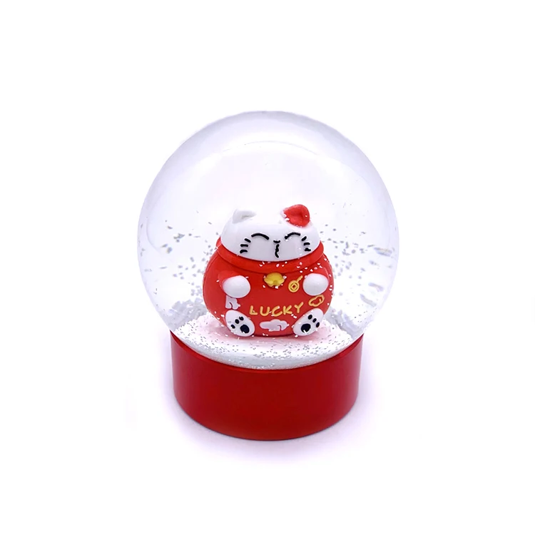 
100MM Resin Lucky Cat Snow Globe For Home Decoration 