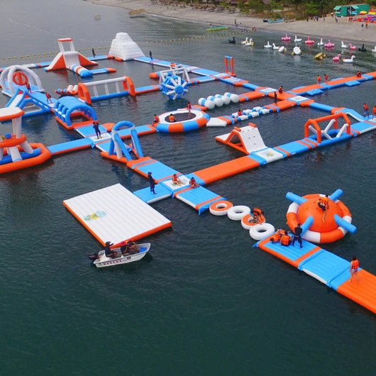 Firstents big inflatables water park blue aqua park commercial new floating water park for sale