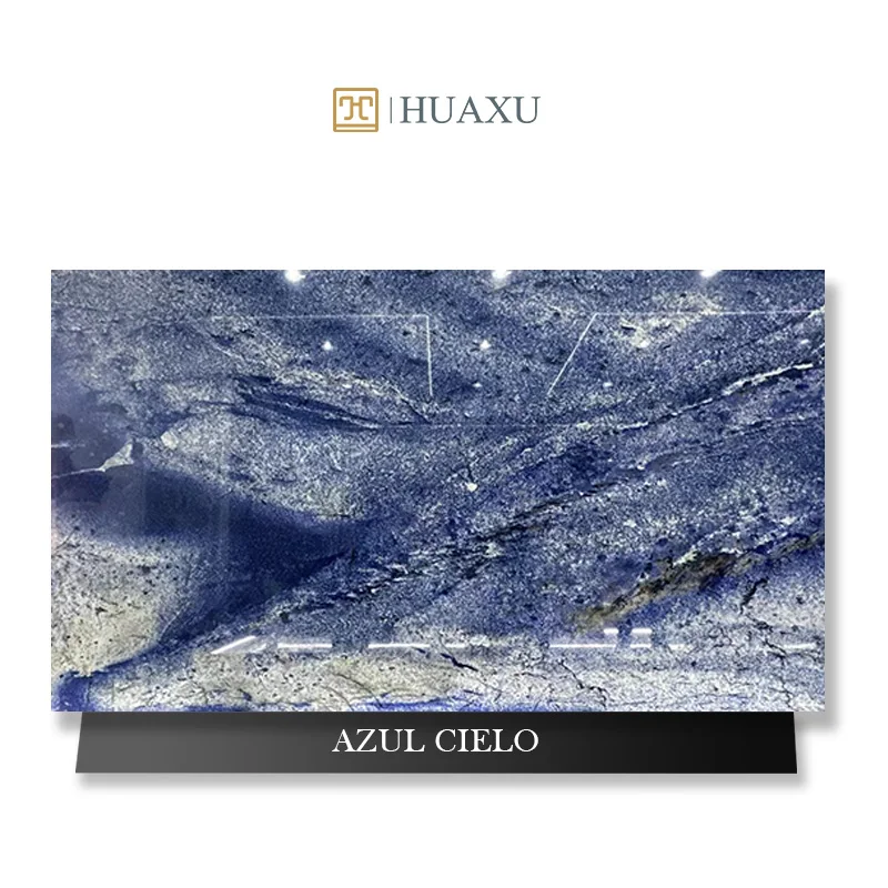 Huaxu роскошные натуральные синие Azul Bahia гранитные каменные плиты для украшения интерьера
