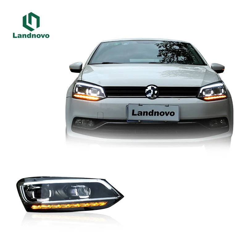 landnovo Auto car body part front LED head lamp for VW POLO 2011-2018 LED head light