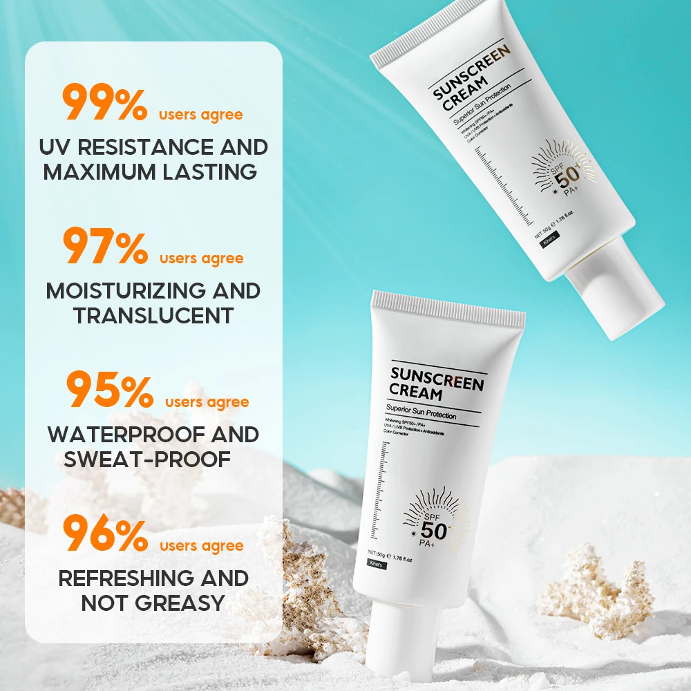 Broad Spectrum SPF50 Oil-Free PABA-Free Fast-Absorbing Sunscreen Lotion UVA/UVB Sun Protection