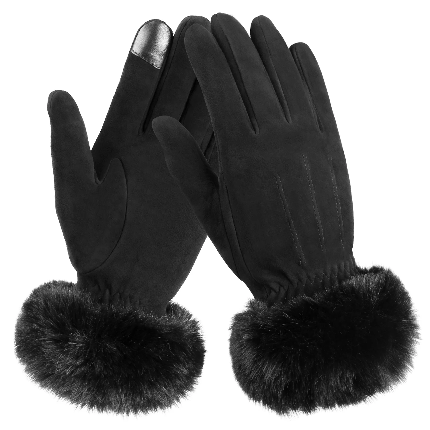 Fashion Elegant Fleece Sports Glove Warm Velvet Women Cashmere Gloves for Touch Screen