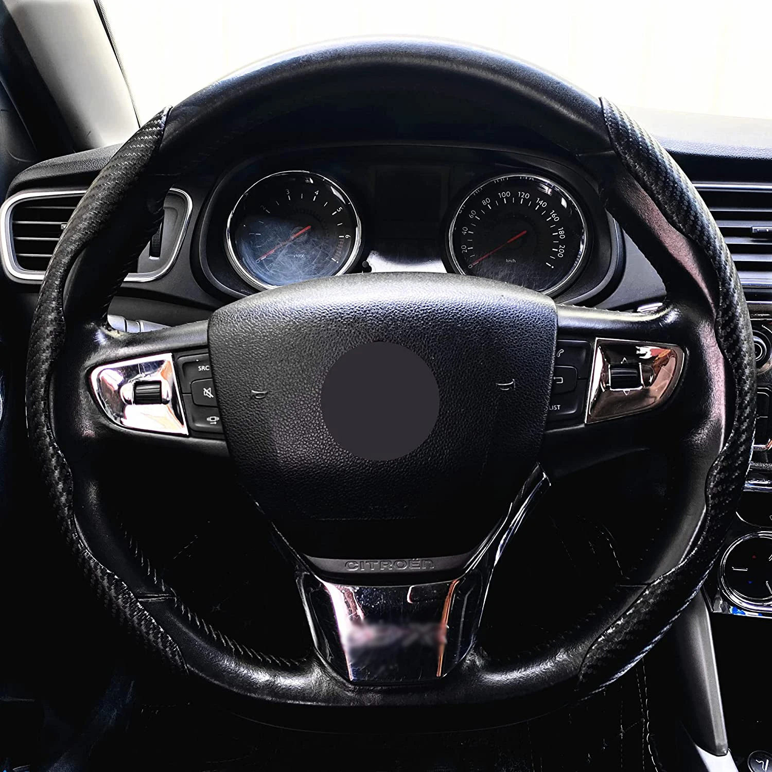 customization Black Anti-Slip Segmented Steering Wheel Protector Universal Carbon Fiber Steering Wheel Cove