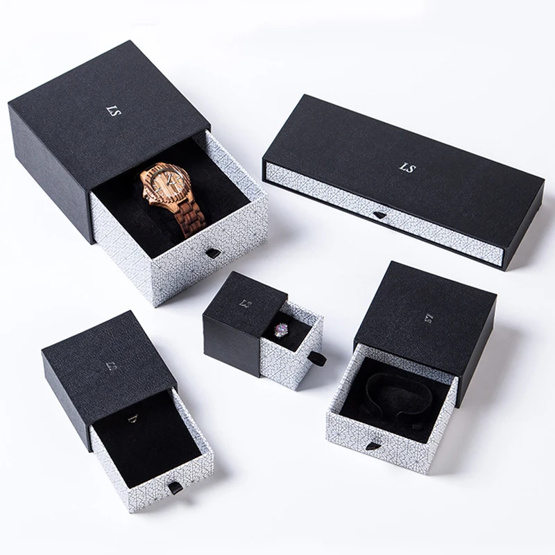 Custom cajas para joyas small necklace bracelet ring box sliding drawer jewellery boxes packaging