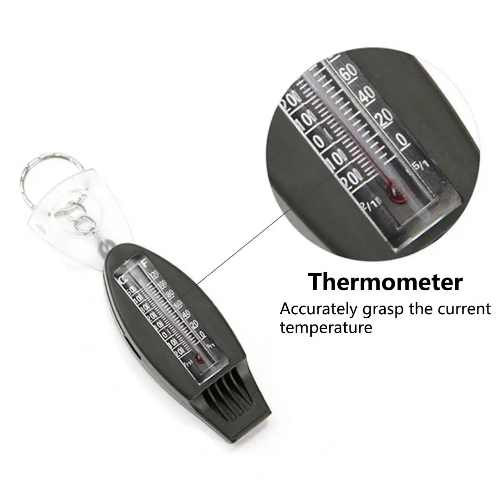 Emergency Whistle Compass Magnifier Thermometer Crisp Sound Keychain Design 4 In 1 Multifunction Hiking Whistle Outdoor Supply