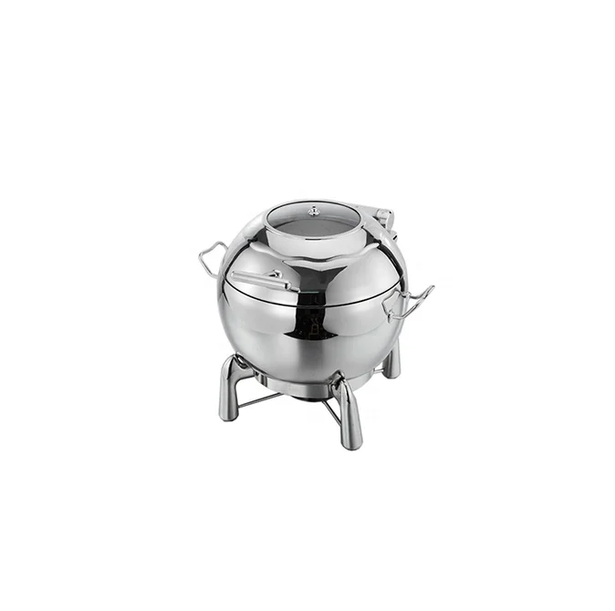 304 Stainless Steel Hydraulic Buffet Electric Food Warmer Soup Chafing Dish 11qt 11L Round Chafer Body with Glass Lid