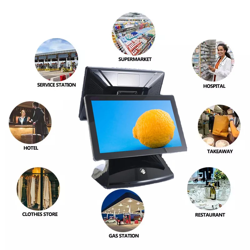 Dual Screen POS System cash register all in one pos machine Windows  pos hardware