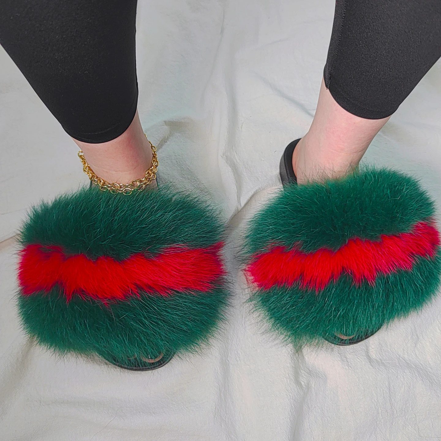 
Real Fox Fur Slippers Fur Slide Sandals Custom kids Fashion Fur Slides 