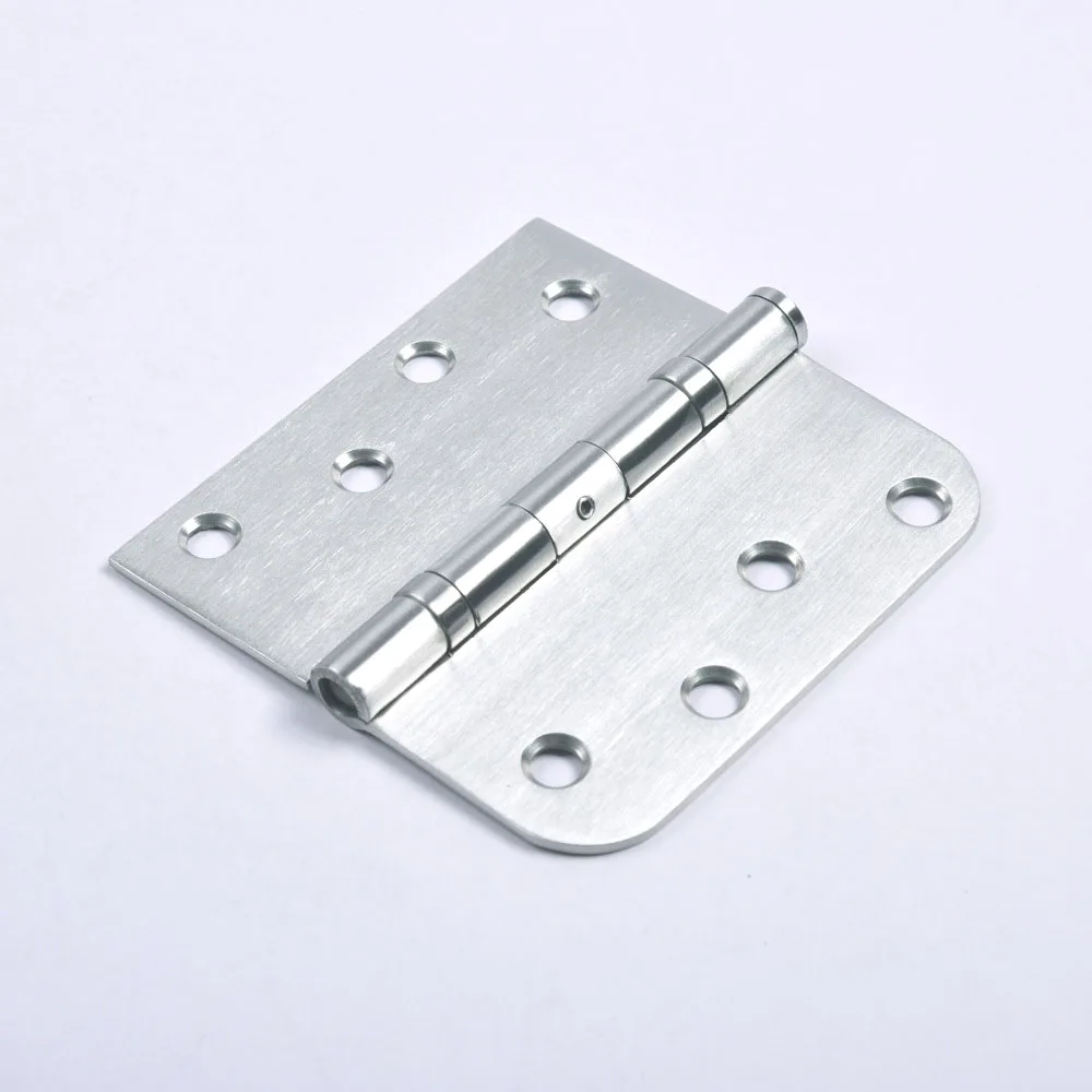HM1235 4 inch Stainless Steel 201 Hinge Half Large Rounded Corner Frosted Brushed Stainless Steel Color Furniture Hinge