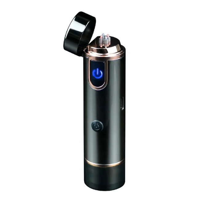 Cigarette double arc flameless windproof electric usb lighter, custom gift electronic plasma lighter with razor