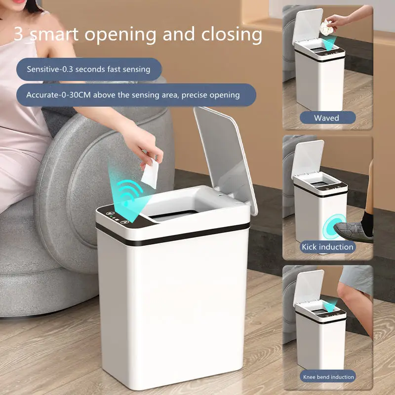 12L Smart Sensor Trash Can Home Intelligent Waste Bin Waterproof Automatic USB Charging Touch Rubbish Can