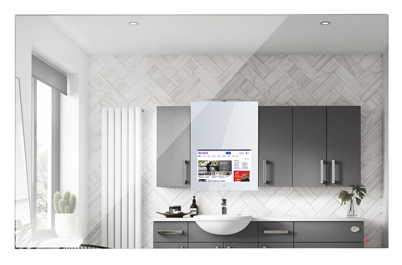 22 inch Luxury Hotel Shower Room Water Resist New Smart TV Mirror IP66 Waterproof