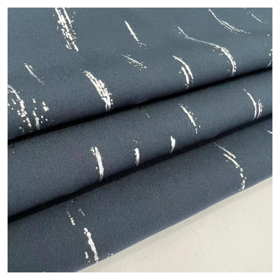 Elegant flowy shiny 100% polyester 75D chiffon fabric with glitter recycled fabric