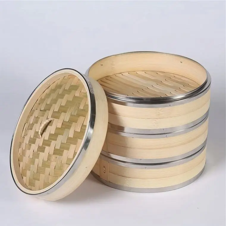 Carrello Per Cottura A Vapore Del  Gas 48 Teglie Piccola Vaporiera Gabbia Panini Set In Bambu   Da Cucina