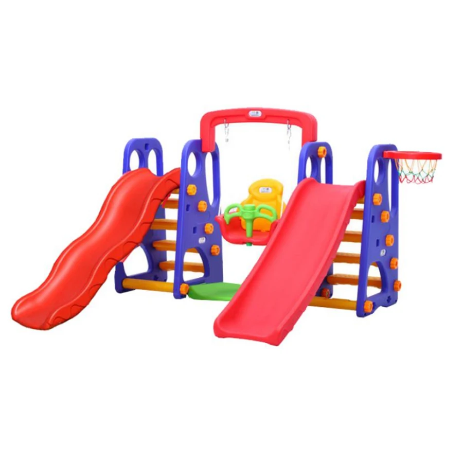 children plastic Indoor combination basketball hoop backyard swing slides set
